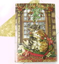 クリスマスグリーティングカードSサイズ★ヤドリギの下で★クリスマス猫・ねこ・ネコ・CAT
