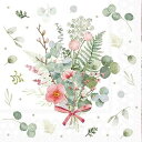 選択 ペーパーナプキン Eucalyptus and fern bouquet ホワイト Ambiente アンビエンテ ランチサイズ 白地
