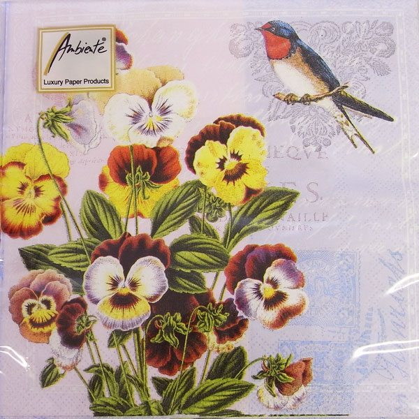 廃番在庫限り 選択 ペーパーナプキン バイオレット ライラック [Ambiente]パンジー・すみれ・スミレ・..