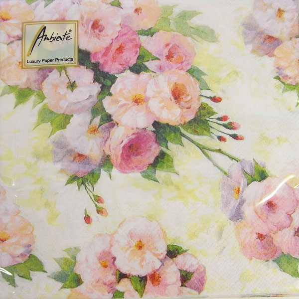在庫限り　ペーパーナプキン　アリアンナ　クリーム　[Ambiente]スプリング・春・花・フラワー・ペーパ..