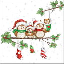 選択 ペーパーナプキン オウルファミリー Ambiente アンビエンテ クリスマス フクロウ家族 ふくろう