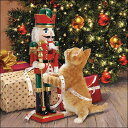 選択 ペーパーナプキン くるみ割り人形と遊ぶ猫 Ambiente アンビエンテ クリスマス キャット Cat