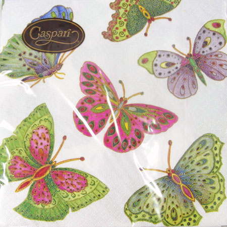 ＃21ペーパーナプキン[メール便OK]　ジュエルドバタフライCaspari[ドイツ製]蝶・チョウ