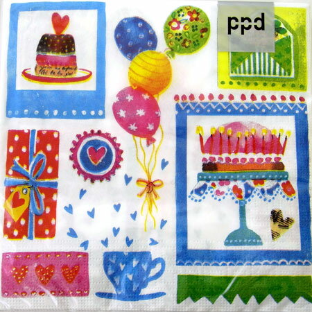 ★「上履きデコのつくり方」掲載商品★P68.P69ペーパーナプキン[メール便OK]　バースデー　10枚入りppd[..