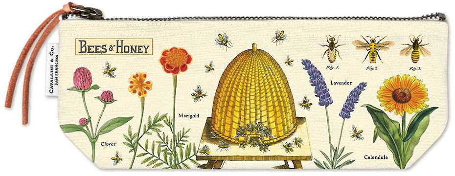 Cavallini&Co ヴィンテージ　ミニポーチ　スリム　蜂　Bee カヴァリーニ 　ペンケース・ファスナーポーチ・コスメポーチ・キャンバスポーチ・カバリーニ