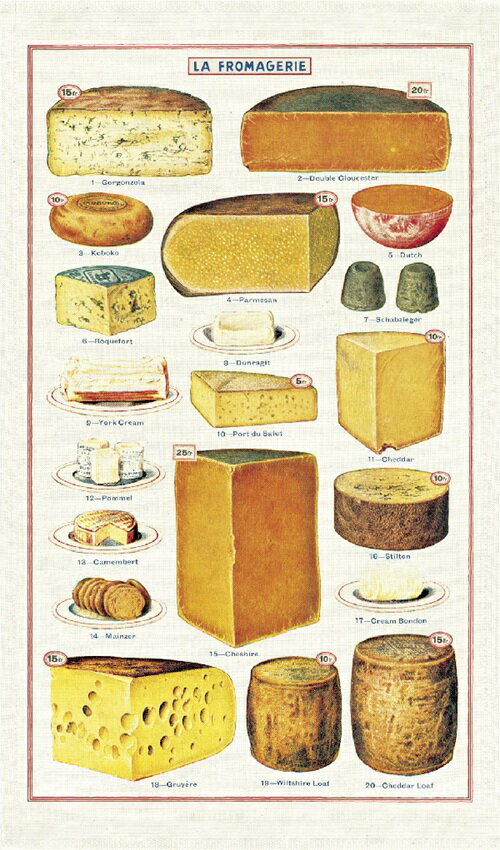 Cavallini&Co ティータオル チーズ カヴァリーニ タオル インテリア 手拭き 布巾 フキン キッチンタオル