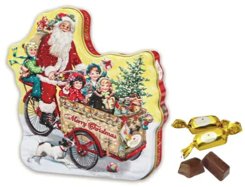 クリスマスノスタルジック カーゴバイク缶　チョコレート　HEIDEL　ドイツ　ギフト菓子　クリスマス