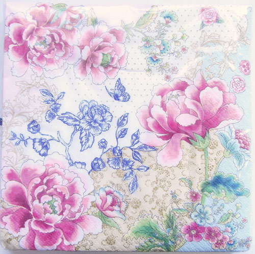 廃番在庫限り 1枚 ペーパーナプキン シノワズリーCHINOISERIE Nuova ペーパーナフキン 紙ナプキン デコパージュ花 フラワー