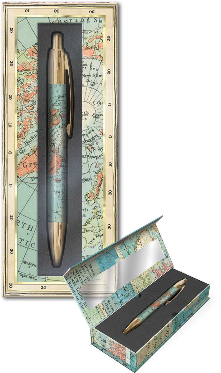 ペンボックス付き　ボールペン　ワールドアトラス　Punch Studio　パンチスタジオ　油性ボールペン　黒..