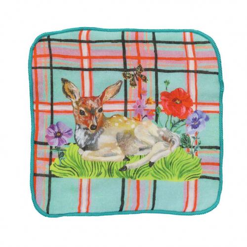 ミニタオルハンカチ ガーゼハンカチタオル 鹿 グリーン Nathalie Lete ナタリーレテ Gauze Hand Towel ガーゼ×パイル 20x20cm シカ