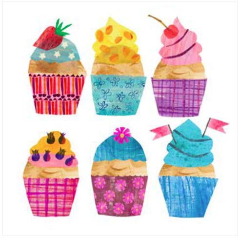 5枚ペーパーナプキン カップケーキカレッジ ppd[Paper Products Design]ランチサイズ 白地 スイーツ お菓子