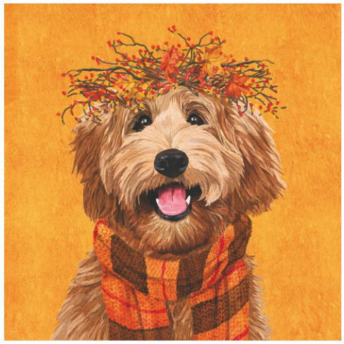 5枚ペーパーナプキン リースのマフラー犬 Dudley ppd[Paper Products Design]ランチサイズ 犬 ドッグ D..