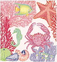 5枚 ペーパーナプキン 海の下 Under The Sea Caspari カスパリ 夏 サマー 夏柄 海の中 海中 海 カニ タツノオトシゴ サンゴ ヒトデ 白地