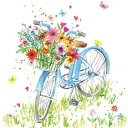 10枚 ペーパーナプキン 花かご自転車 Ride my Bike ppd Paper Design Product ランチサイズ 白地 蝶 チョウ
