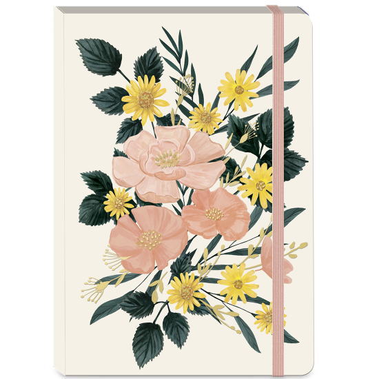 ソフトカバージャーナルノート クリームブーケ [Punch Studio]パンチスタジオ ラインストーン付 ゴムバ..