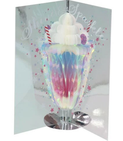 多目的カード ホログラフハニカムカード クリームソーダ ストロベリー 白封筒付き Art Print Japan アートプリント メッセージ ギフトカード グリ...