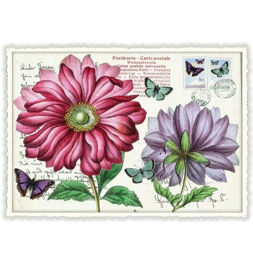 輸入ポストカード エディションタウゼンドシェーン ダリア ラメ＆ダイカット加工 ドイツ製 フラワー