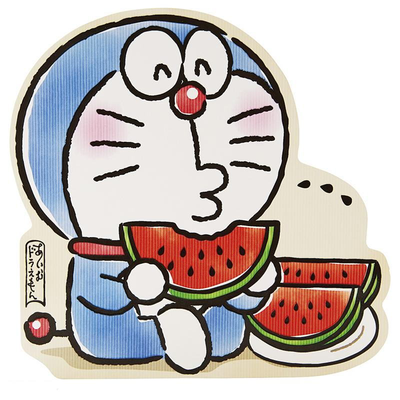 夏ポストカード ダイカット ドラえもんとスイカの種飛ばし [Sanrio]サンリオ 暑中見舞い すいか 絵葉書