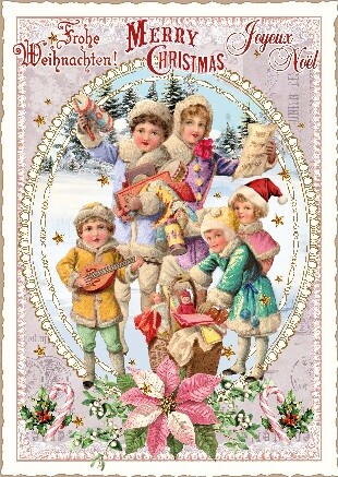 輸入ポストカード エディションタウゼンドシェーンカゴの中には Edition Tausendschon クリスマス