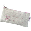 手刺繍ポーチ ミニスリムポーチ お花見 桜 Zenma ゼンマ ハンドメイド アクセサリーポーチ ファスナーポーチ カードポーチ・カード入れ 小銭入れ サクラ 三色団子 さくら