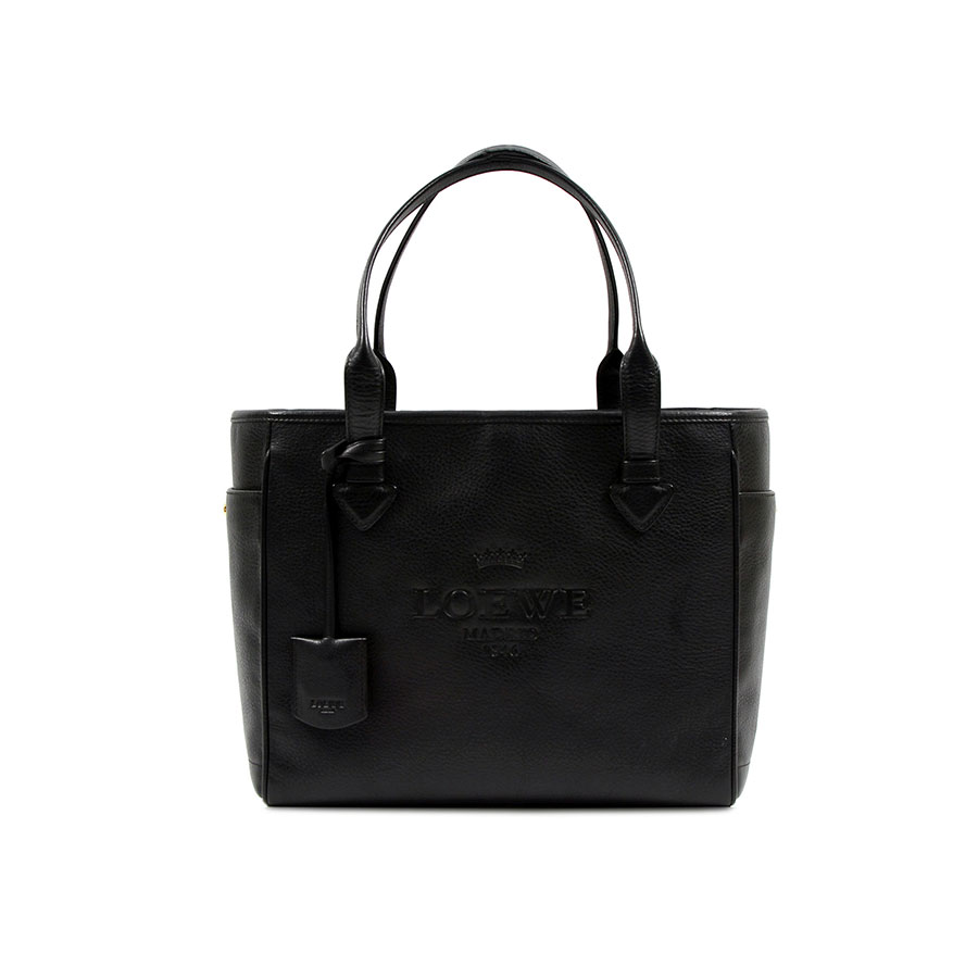 【中古】 ロエベ LOEWE ヘリデージ トート バッグ ブラック レディース