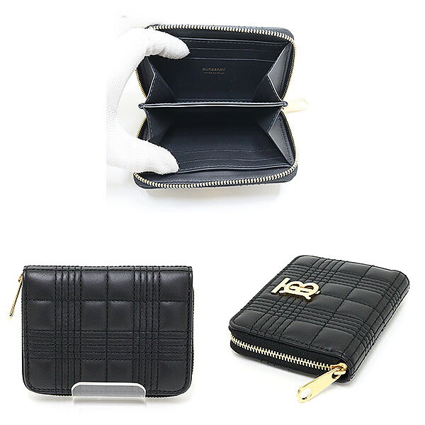 バーバリー ローラ ミニ ジップウォレット ブラック ラムスキン 8049292 二つ折り財布 キルティング Sランク 中古 kadusaya78-10033763 質かづさや サンプル画像2