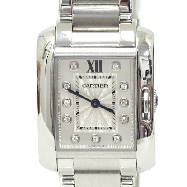 カルティエ Cartier レディース腕時計 タンクアングレーズSM W4TA0003 ダイヤモンド SS クオーツ シルバー文字盤 仕上げ済 【中古】