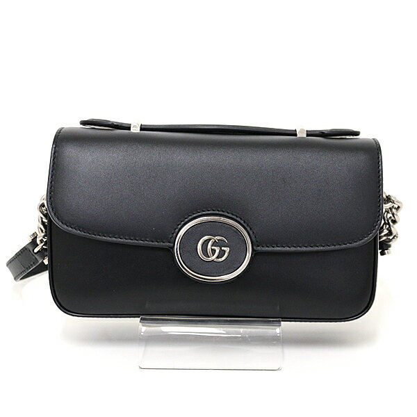 GUCCI - GUCCI グッチ プチ GG ミニ ショルダーバッグ ブラック レザー 739722 3WAY Sランク【中古】