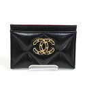 シャネル CHANEL シャネル19 カードケース ラムスキン ブラック ゴールド金具 AP1167 【中古】Sランク