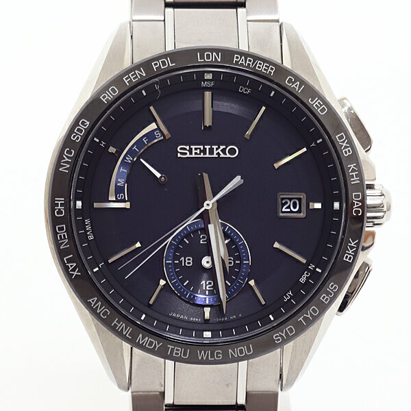 SEIKO セイコー メンズ腕時計 ブライツ SAGA235 黒文字盤 チタン デュアルタイム ソーラー電波時計 【中古】