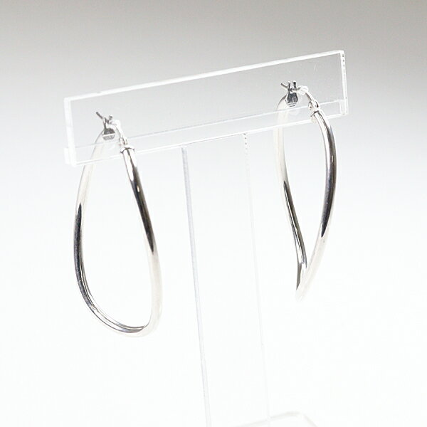 ウノアエレ K18WG フープピアス W27×H40mm 2.7g 750WG 楕円 ひねり ホワイトゴールド NJ 未使用品