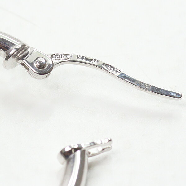 ウノアエレ K18WG フープピアス W27×H40mm 2.7g 750WG 楕円 ひねり ホワイトゴールド NJ 未使用品