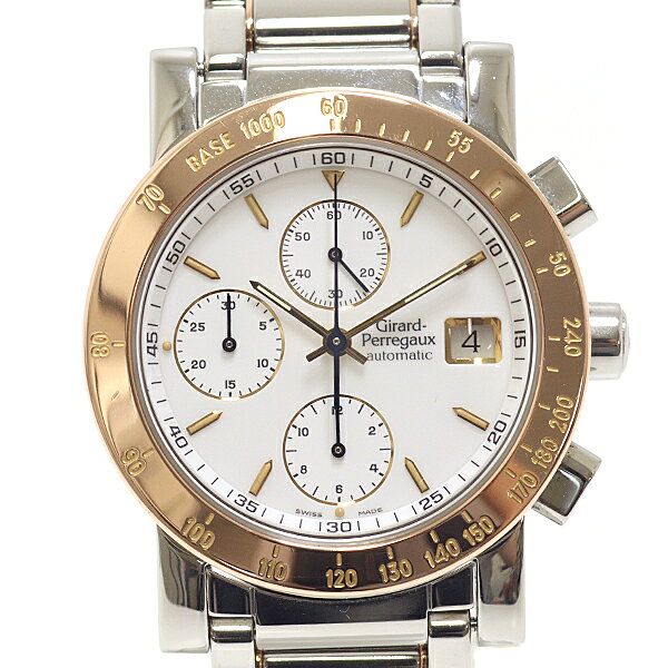 ジラール・ペルゴ GIRARD PERREGAUX メンズ腕時計 GP7000 クロノグラフ ホワイト文字盤 自動巻き SS PG コンビ 仕上げ済 【中古】Aランク