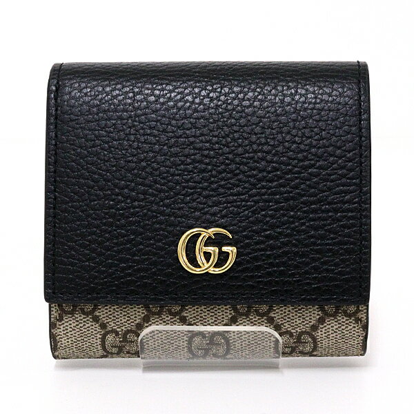 Rakuten - グッチ GUCCI ダブルG バイカラー ミディアム ウォレット GGスプリーム キャンバス ブラックレザー 598587 ベージュ＆エボニー 【中古】Sランク