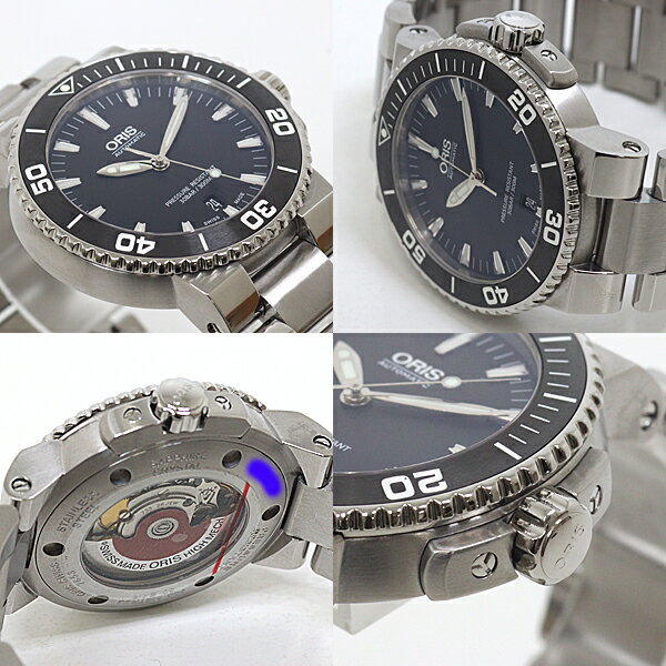 ORIS オリス メンズ腕時計 アクイスデイト 01 733 7653 4154-07 黒文字盤 自動巻き 仕上げ済【中古】