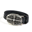 クロムハーツ CHROME HEARTS タイニーオーバルクロス ブレスレット レザー SV925 最大約22.5cm【中古】