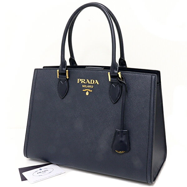 Rakuten - プラダ PRADA サフィアーノレザー ハンドバッグ アウトレット ストラップ無し 1BA228 ネイビー BALTICO 【中古】Aランク