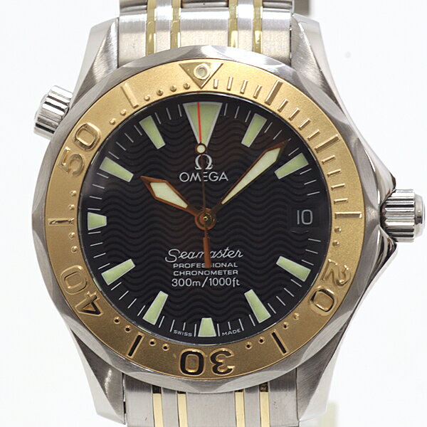 樂天商城 - オメガ OMEGA 2453.50 シーマスター300 プロフェッショナル ボーイズ時計 SS/YG ブラック文字盤 自動巻き OH済【中古】