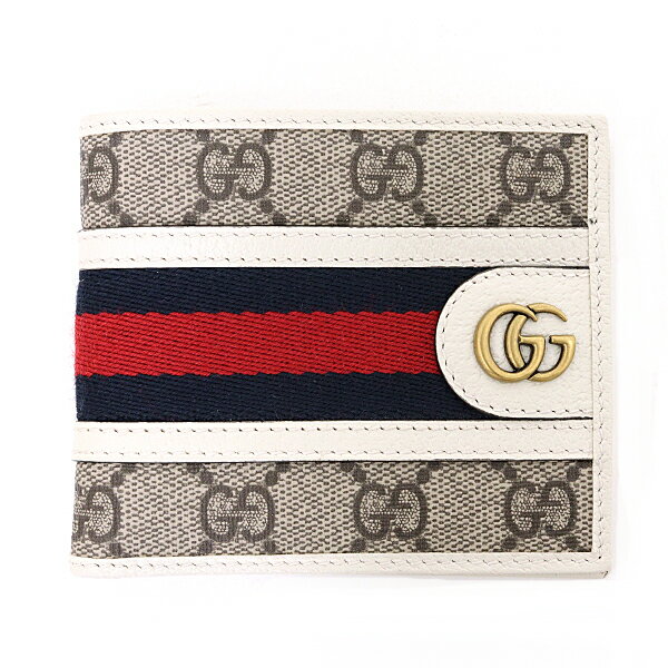 グッチ 二つ折り財布（メンズ） グッチ GUCCI オフィディア GG ウォレット 二つ折り財布 GGスプリーム キャンバス 597606 ベージュ ホワイト 未使用品