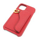 ディオール Dior Saddle iPhone 12/12pro ケース レッド カーフスキン D サドル【中古】