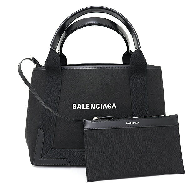 バレンシアガ トートバッグ（レディース） バレンシアガ BALENCIAGA ネイビーカバス トートバッグ コットン カーフスキン 339933 ブラック シルバー金具 未使用品