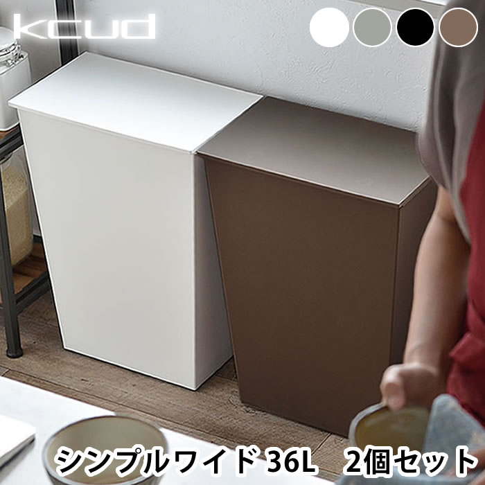 Rakuten - 【2個セット】 クード ゴミ箱 kcud シンプル ワイド SIMPLE WIDE おしゃれ ふた付き 横型 分別 ワイド キッチン 岩谷マテリアル アッシュコンセプト 北欧 45リットル ゴミ袋対応 キャスター