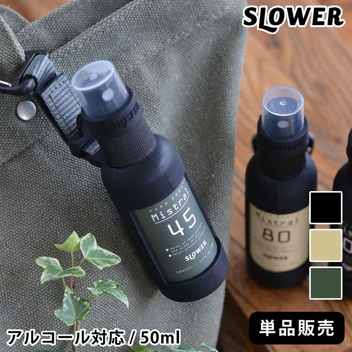カラビナ付きスプレーボトル 50ml 単品 アルコール対応 アルコールスプレー 容器 SLOWER スロウワー 空容器 アルコール80％まで可 詰め替えボトル 携帯 スプレーボトル おしゃれ アウトドア 虫よけスプレー キッズ 子供のサムネイル