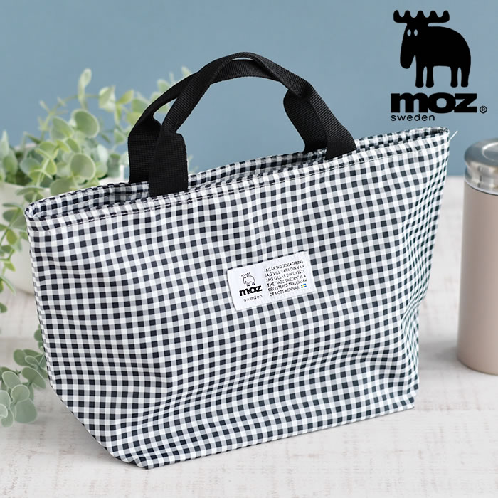 【11月25日ははポイント最大10倍祭♪】ランチバッグ ギンガム ランチ トート チェック お弁当 保冷 ファスナー付き シンプル moz ロゴ ワンポイント ...