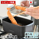 ミニ 揚げ物鍋 角型 20cm 網 フタ付き 日本製 鉄 選べる菜箸 トング 揚げ鍋 天ぷら鍋 電磁調理器 IH対応 揚げ物 スクエア 天ぷら 少量 小型 お弁...