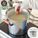 【2000円以上ほぼ送料無料♪】パスタ 鍋 ステンレス ステンレス 鍋 鍋 ステンレス 鍋 蓋付き 22cm 中かご付き マルチ ガスコンロ パスタ 茹でる ゆでる IH対応 両手鍋 フタ フタ付き 電磁調理器 深型 大きい 半寸銅鍋 パスタポット