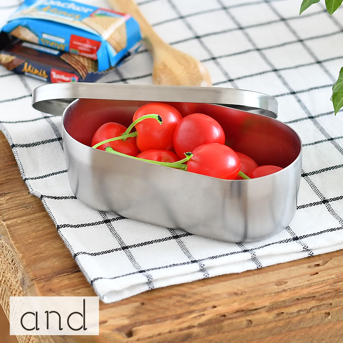 【12月1日はポイント最大10倍祭♪】ヨシカワ and アンド ステンレスながまる缶 保存容器 おしゃれ インテリア コンパクト 日本製 ステンレス シンプル 匂い 小判型 シルバー キッチン 台所 ミニ 小 小さい 蓋 ふた フタ 母の日 かわいい プレゼント ギフト