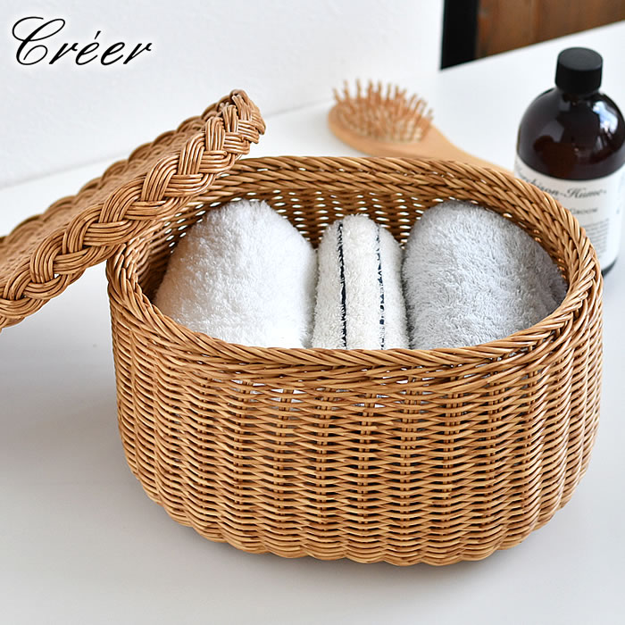 【12月1日はポイント最大10倍祭♪】キッチン 収納 かご クレエ creer ユティルナイール フタ付バスケッ..