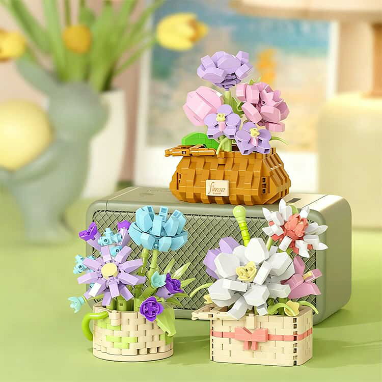かえで屋のプレゼント 9点セット パズル 工作 お花 フラワー 積み木 知育玩具 組み立て おもちゃ おもちゃ 作る DIY 夏休み ブロック 冬休み 知育玩具 図工 ブロック 小学生 かわいい ディスプレイ インテリア カラフル 置物 母の日 ギフト｜アングル3