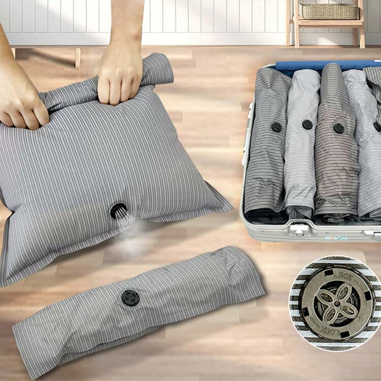 圧縮袋 手押し 立体圧縮袋 トラベルグッズ 衣類圧縮袋 押すだけ 圧縮 手巻き 衣類 ...